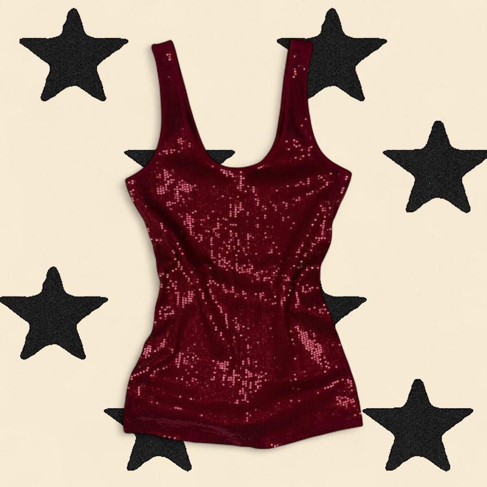 ★ express red sequin tank top ★